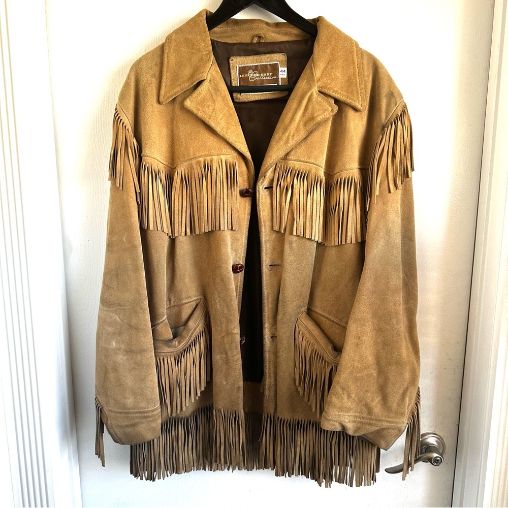 Vintage 60s 70s Sears Tan Fringed Easy Rider Jacket   Size 44